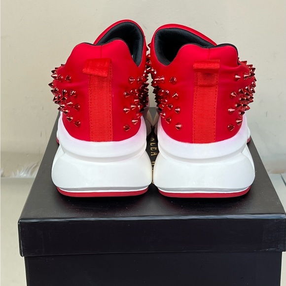 Designer Inspired Spiked Red Bottom Sneaker - Picture 4 of 16